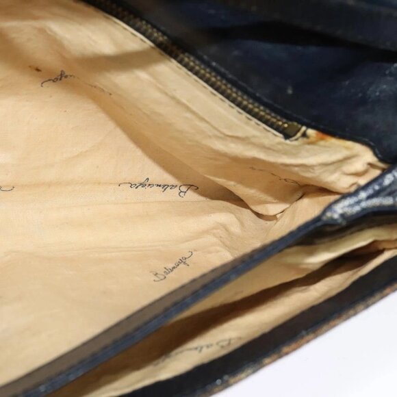 BALENCIAGA BB Shoulder Bag Canvas Navy Gold Auth bs25889 - Picture 11 of 16